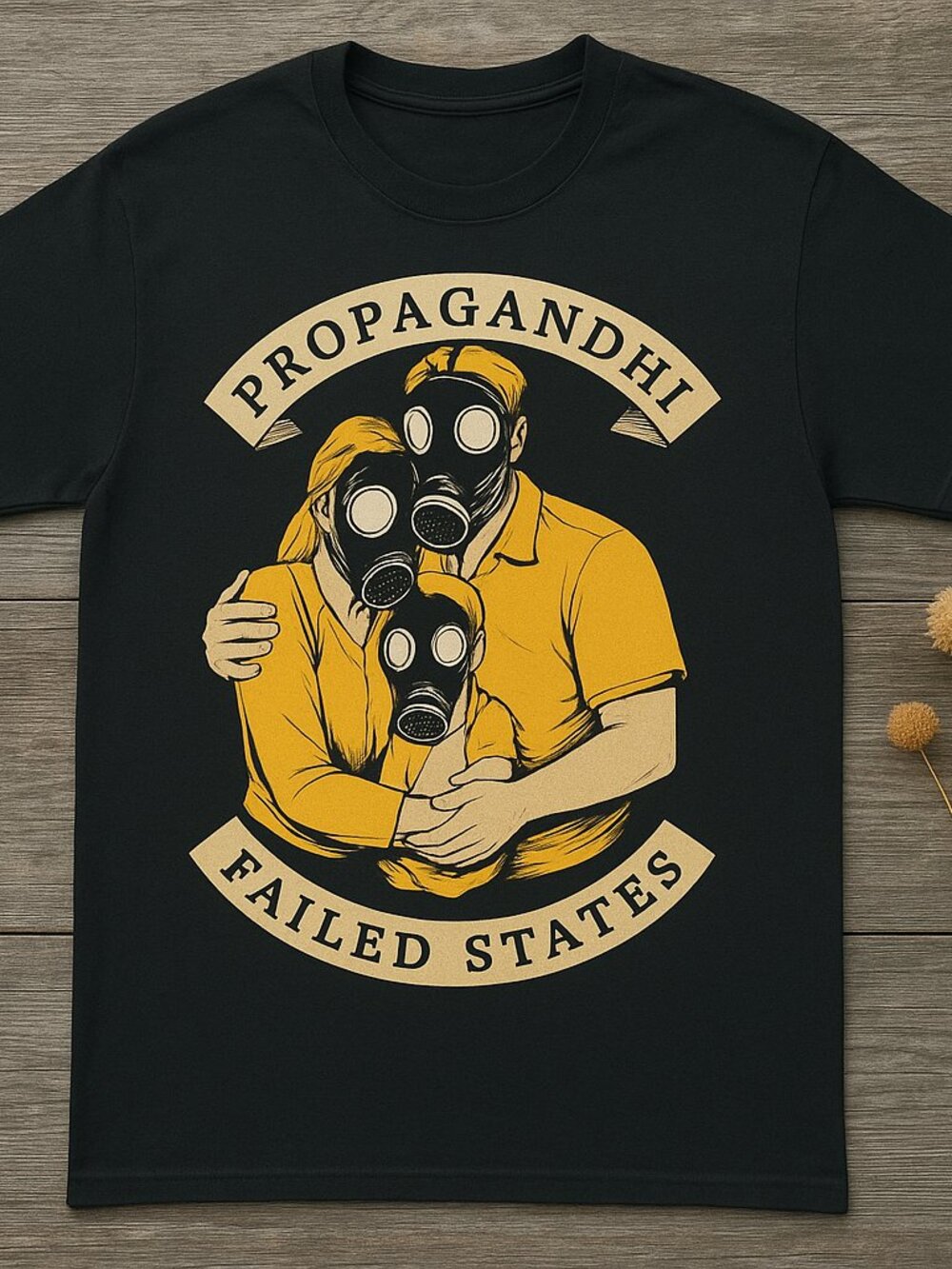 Propaganda Hill Failed States T-Shirt – Gas Mask Graphic Streetwear Tee – Black